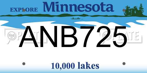 ANB725 Minnesota License Plate