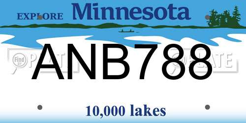 ANB788 Minnesota License Plate