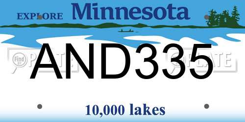 AND335 Minnesota License Plate
