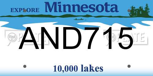AND715 Minnesota License Plate