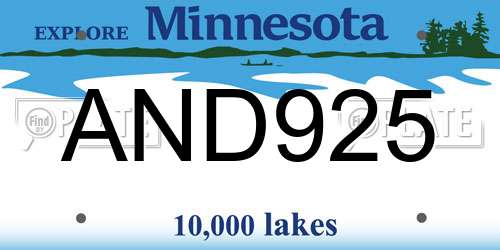 AND925 Minnesota License Plate