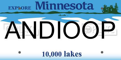 ANDIOOP Minnesota License Plate