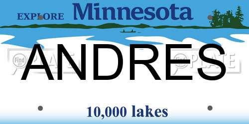 ANDRES Minnesota License Plate