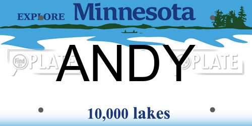 ANDY Minnesota License Plate
