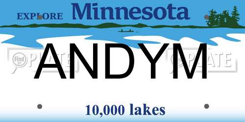 ANDYM Minnesota License Plate