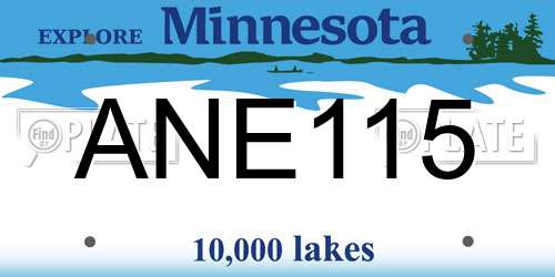 ANE115 Minnesota License Plate