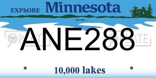 ANE288 Minnesota License Plate