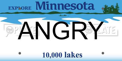 ANGRY Minnesota License Plate
