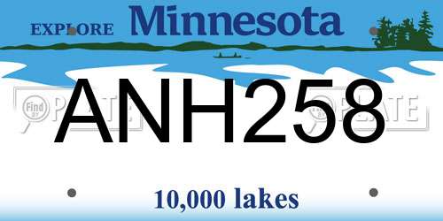 ANH258 Minnesota License Plate