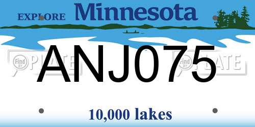 ANJ075 Minnesota License Plate