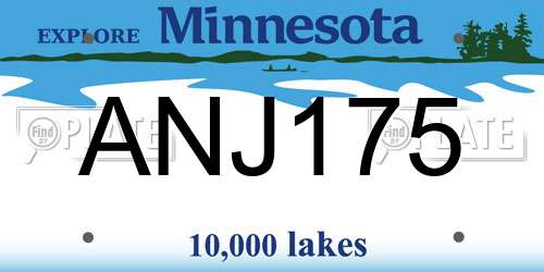 ANJ175 Minnesota License Plate