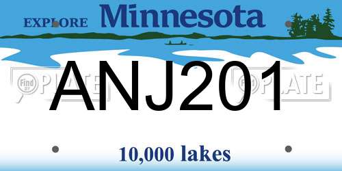 ANJ201 Minnesota License Plate