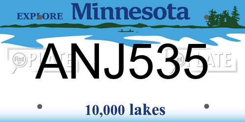 ANJ535 Minnesota License Plate