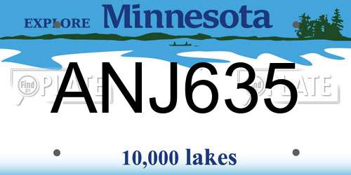 ANJ635 Minnesota License Plate
