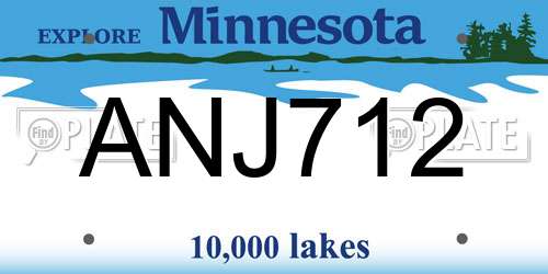 ANJ712 Minnesota License Plate