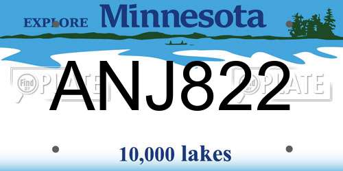 ANJ822 Minnesota License Plate