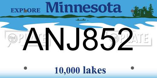 ANJ852 Minnesota License Plate