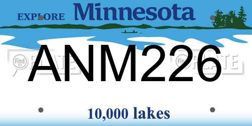 ANM226 Minnesota License Plate