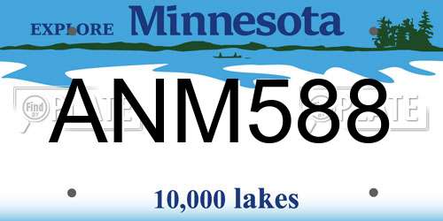 ANM588 Minnesota License Plate