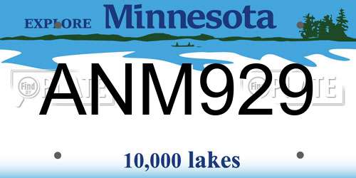 ANM929 Minnesota License Plate