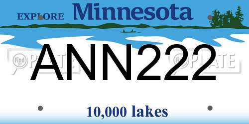 ANN222 Minnesota License Plate