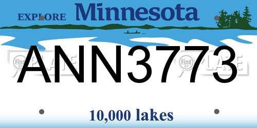 ANN3773 Minnesota License Plate