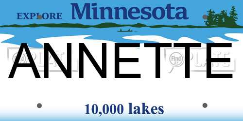 ANNETTE Minnesota License Plate
