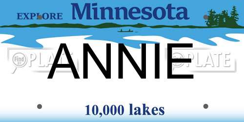ANNIE Minnesota License Plate