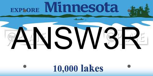 ANSW3R Minnesota License Plate