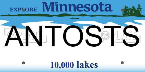 ANTOSTS Minnesota License Plate