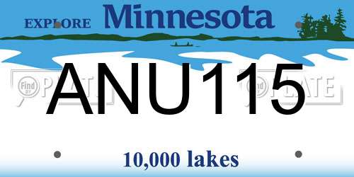 ANU115 Minnesota License Plate