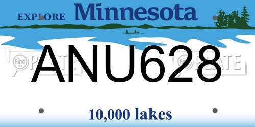 ANU628 Minnesota License Plate