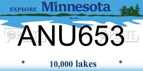 ANU653 Minnesota License Plate