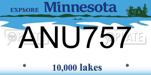 ANU757 Minnesota License Plate