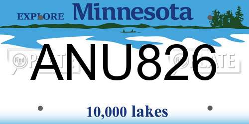 ANU826 Minnesota License Plate
