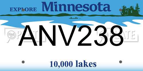 ANV238 Minnesota License Plate