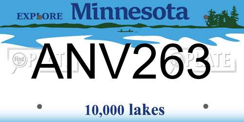 ANV263 Minnesota License Plate
