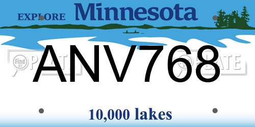 ANV768 Minnesota License Plate