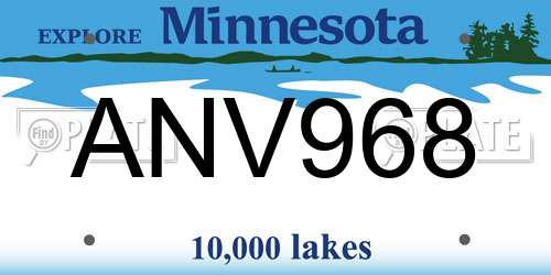 ANV968 Minnesota License Plate