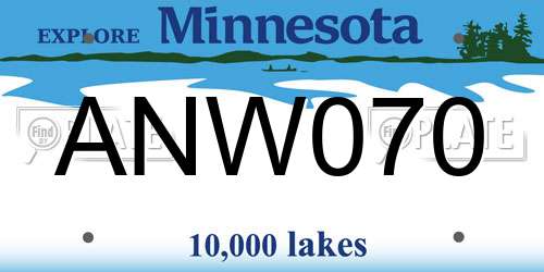 ANW070 Minnesota License Plate
