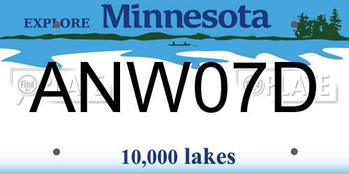 ANW07D Minnesota License Plate