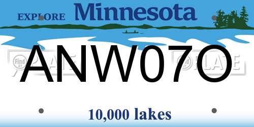 ANW07O Minnesota License Plate