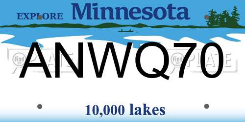 ANWQ70 Minnesota License Plate