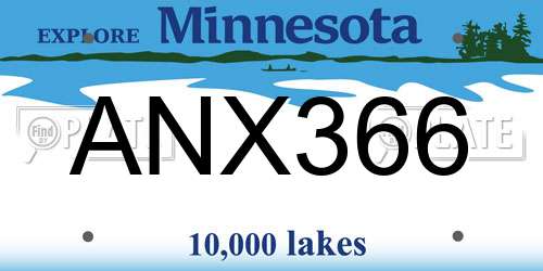 ANX366 Minnesota License Plate