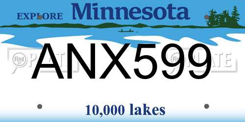 ANX599 Minnesota License Plate