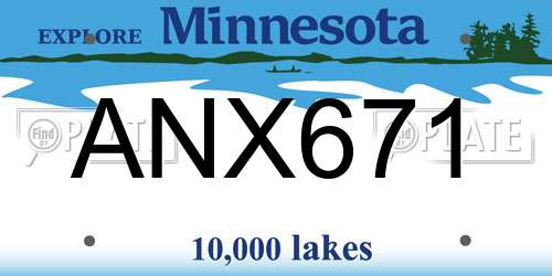 ANX671 Minnesota License Plate