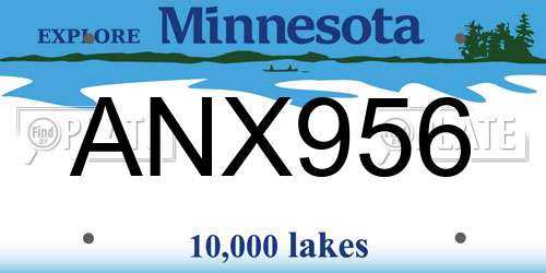 ANX956 Minnesota License Plate