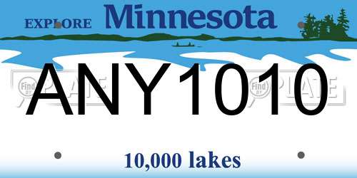 ANY1010 Minnesota License Plate