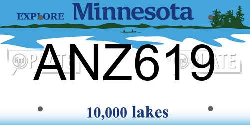 ANZ619 Minnesota License Plate