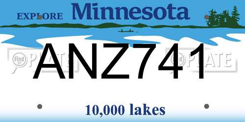 ANZ741 Minnesota License Plate